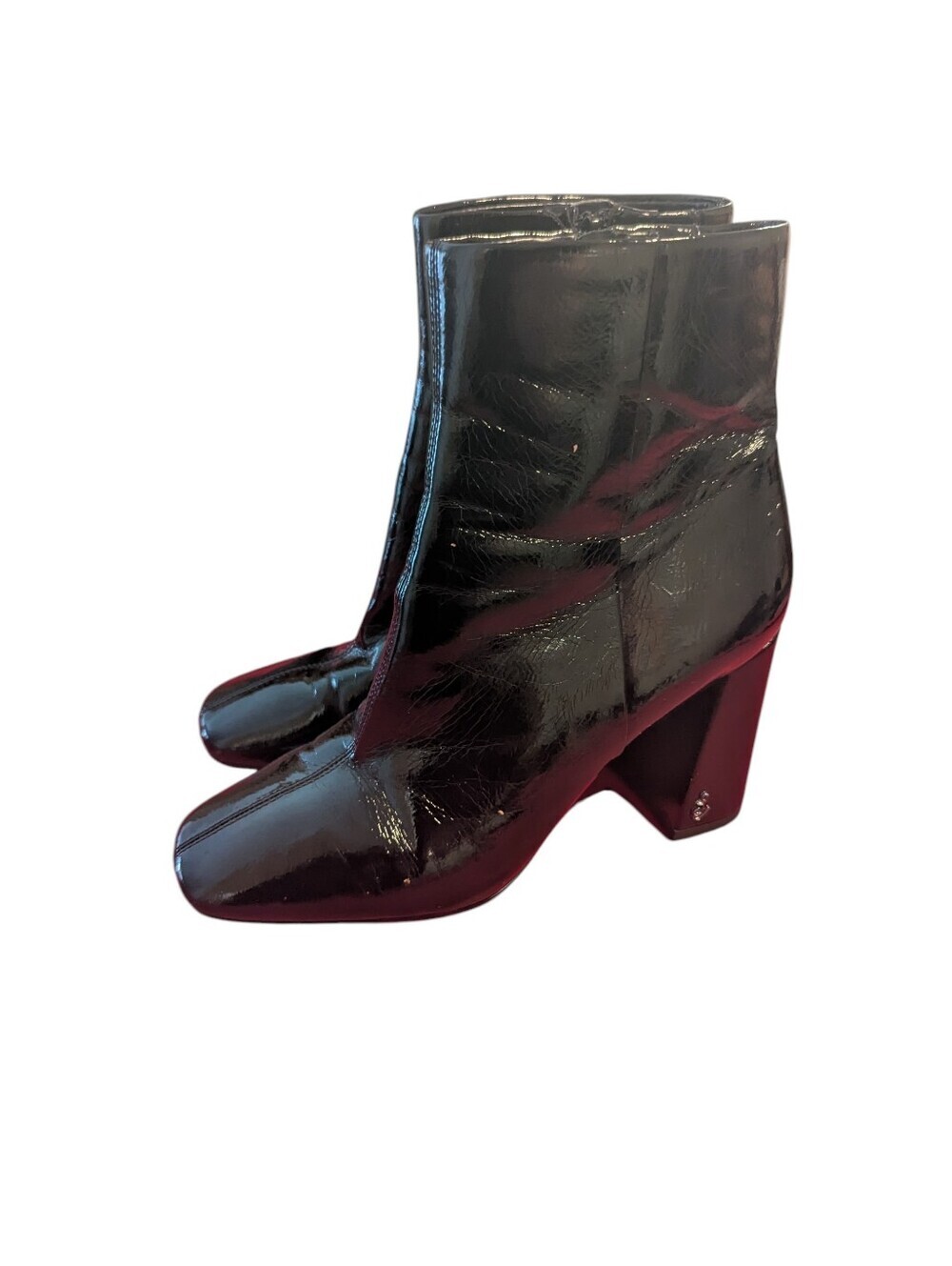 Sam Edelman,Patent Leather Ankle Boots - Women's Stylish Block Heel, Size 7